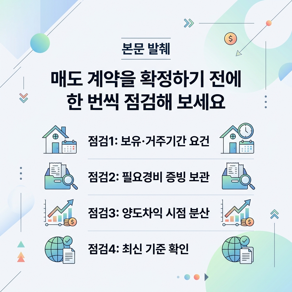 양도소득세 절세 전 점검 체크리스트 도식