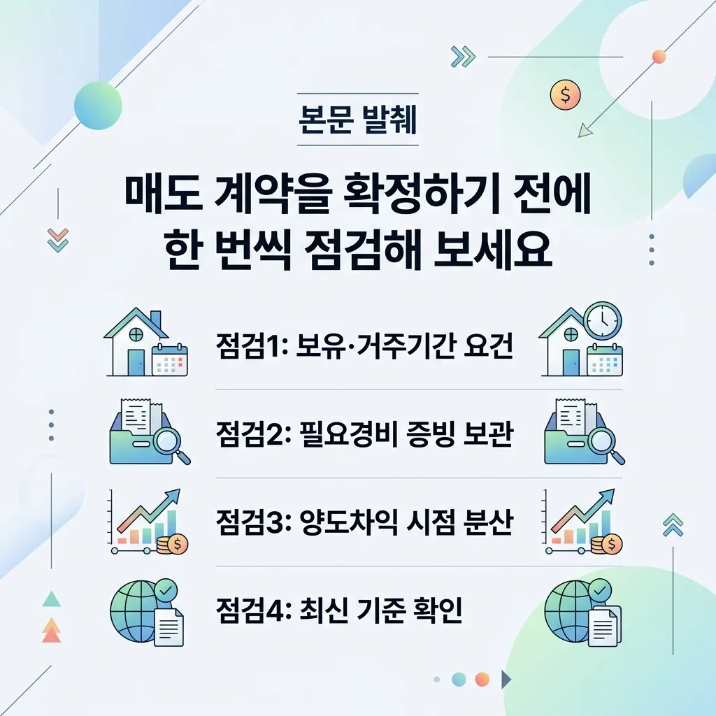 양도소득세 절세 전 점검 체크리스트 도식