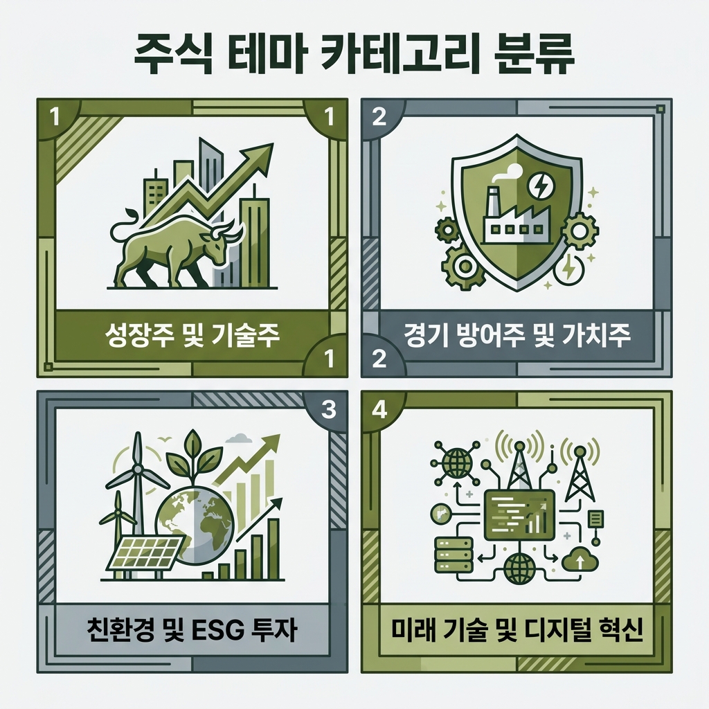 방산 관련주를 완성체계·유도무기·지상장비·부품으로 묶은 비교 이미지