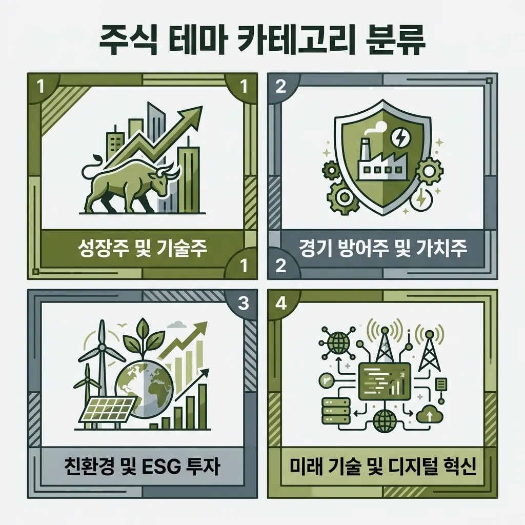 방산 관련주를 완성체계·유도무기·지상장비·부품으로 묶은 비교 이미지
