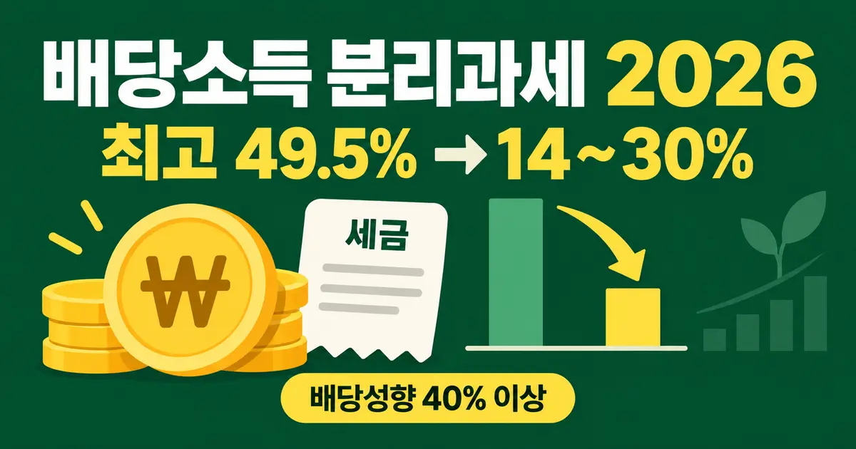 배당소득 분리과세 2026, 조건과 세금 절약 계산
