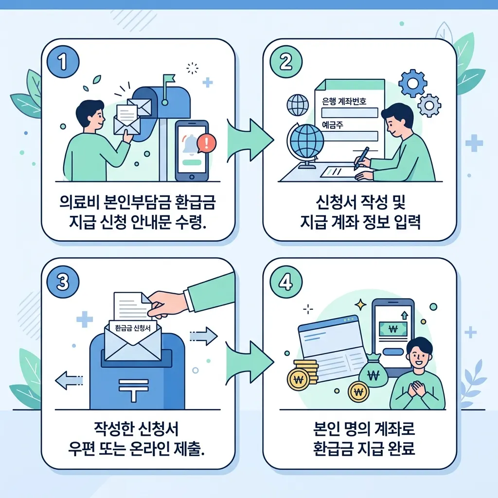 본인부담상한제 환급 신청 4단계를 순서대로 정리한 절차 안내 그림