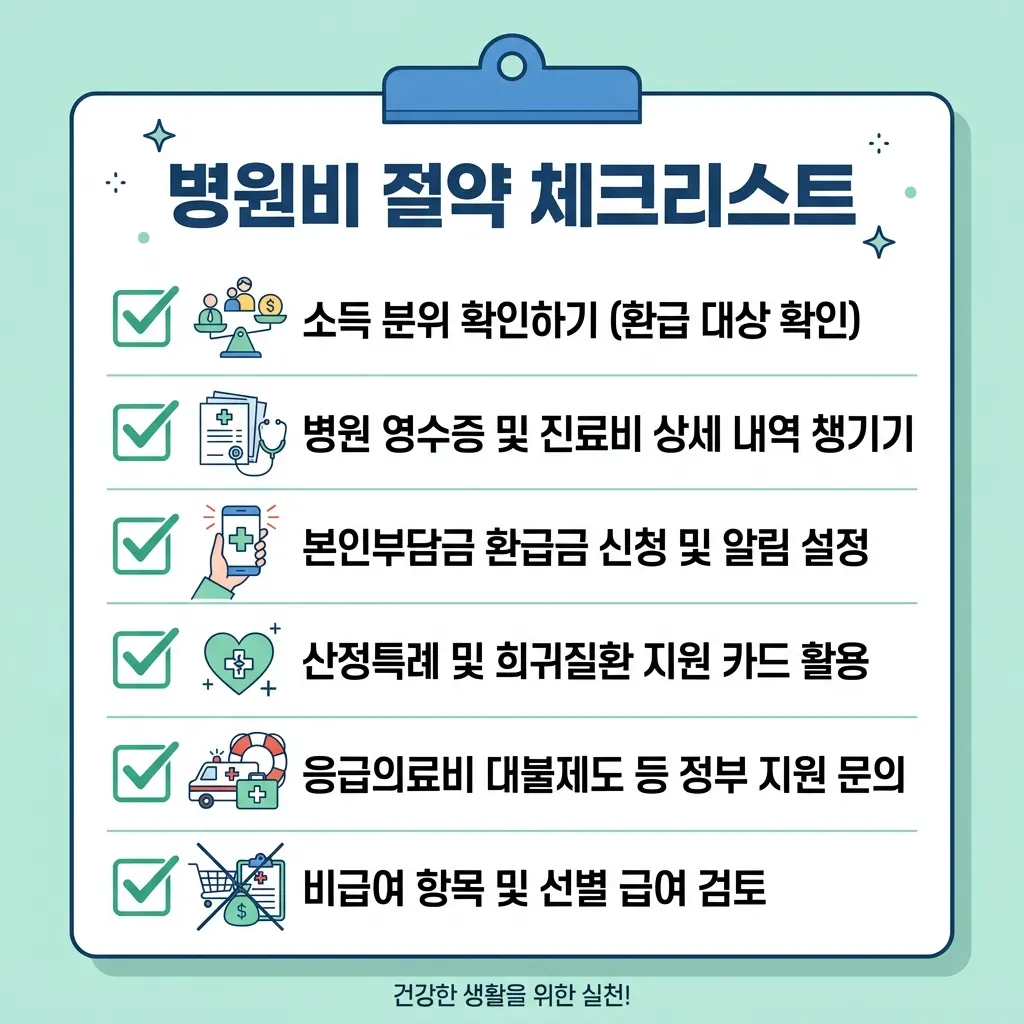 건강보험 혜택을 빠짐없이 챙기기 위한 6가지 점검 항목 체크리스트 그림