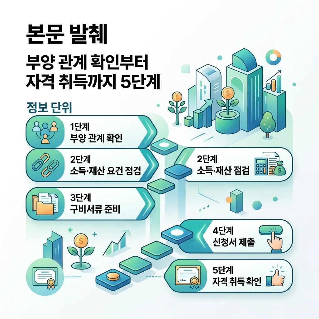 건강보험 피부양자 등록 신청 절차 다섯 단계 흐름도