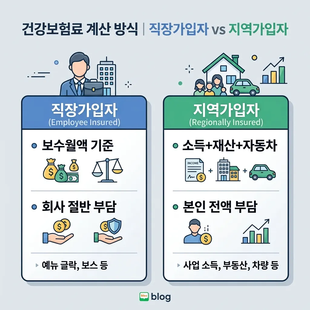 건강보험료 계산 직장 지역 차이 핵심 요약 정리표