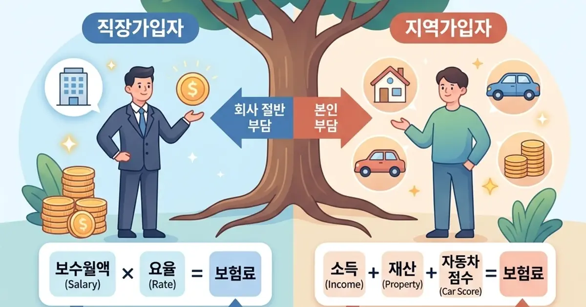 건강보험료 계산, 직장인·지역가입자 차이