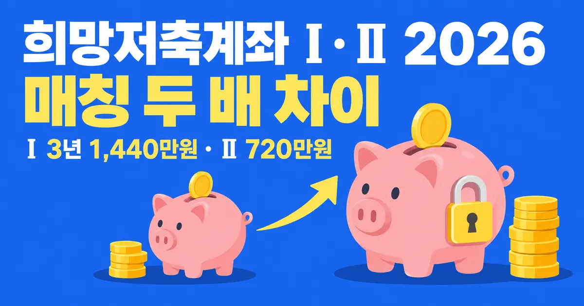 2026 희망저축계좌 Ⅰ·Ⅱ 자격 조건과 지원금 차이 총정리