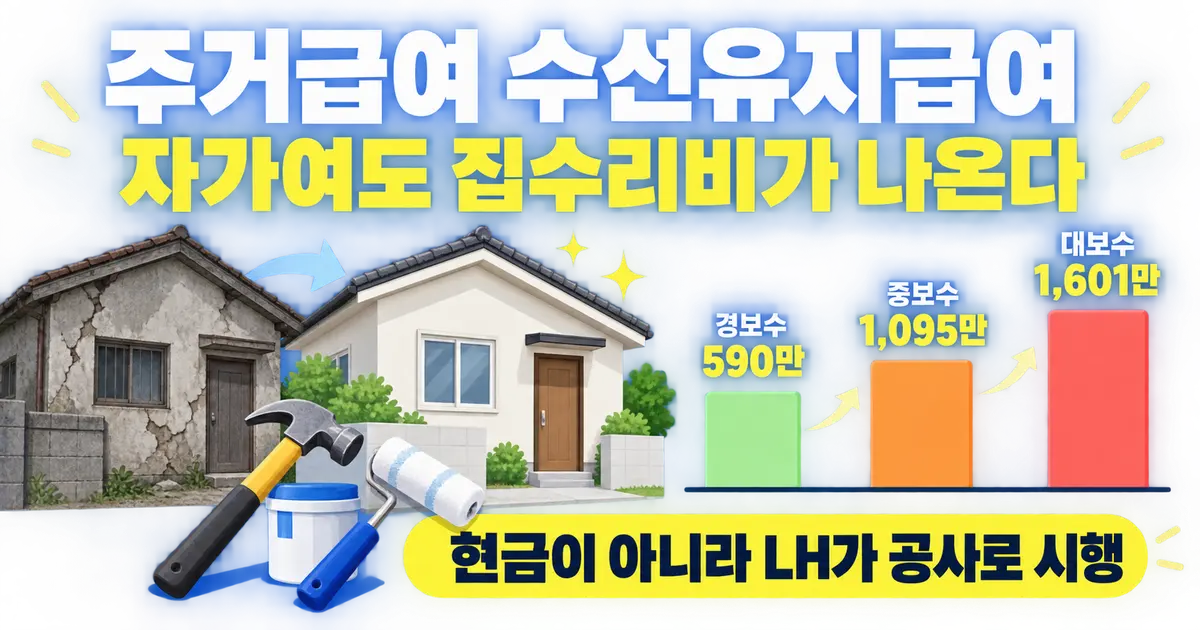 수선유지급여, 자가여도 집수리비가 나옵니다
