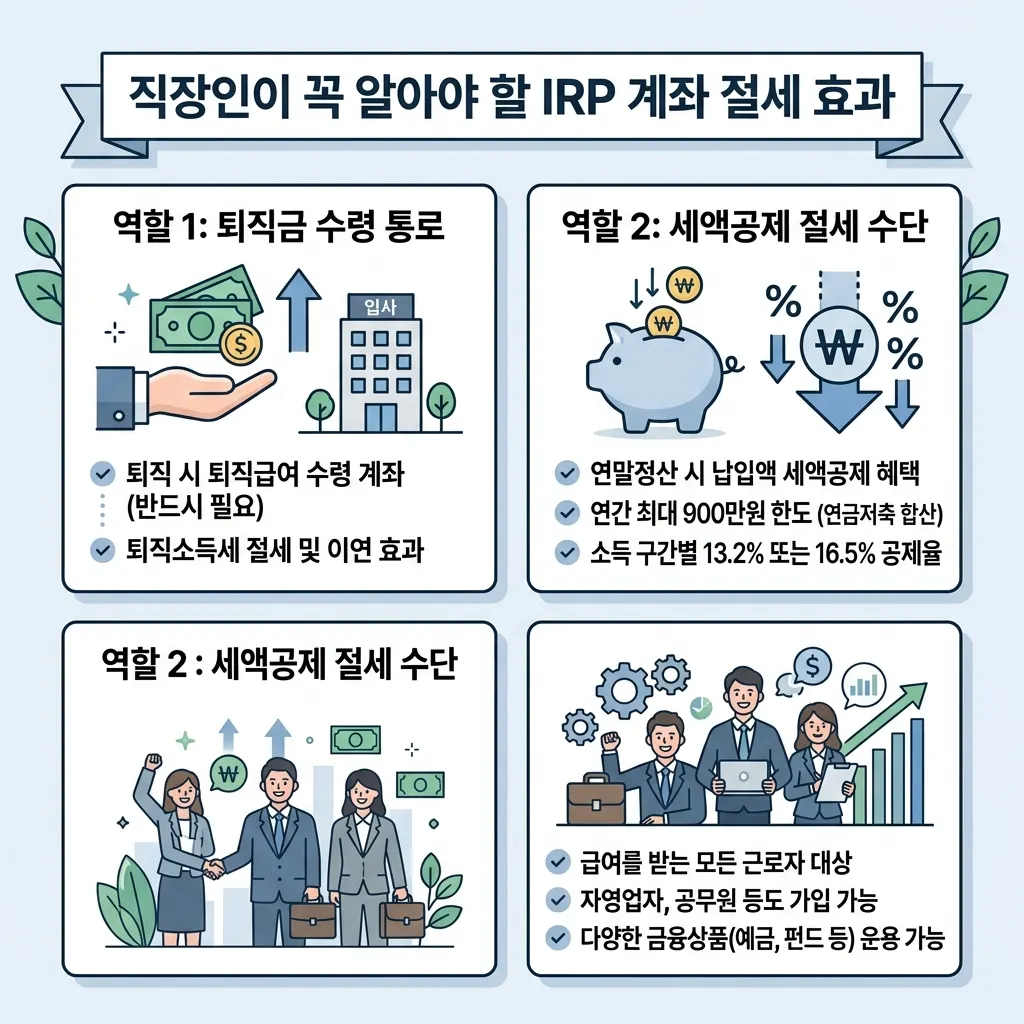 IRP 세액공제 구조와 연금저축 합산 한도를 정리한 도식