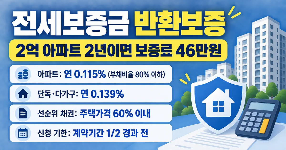 전세보증금 반환보증, 2억이면 보증료 얼마인가