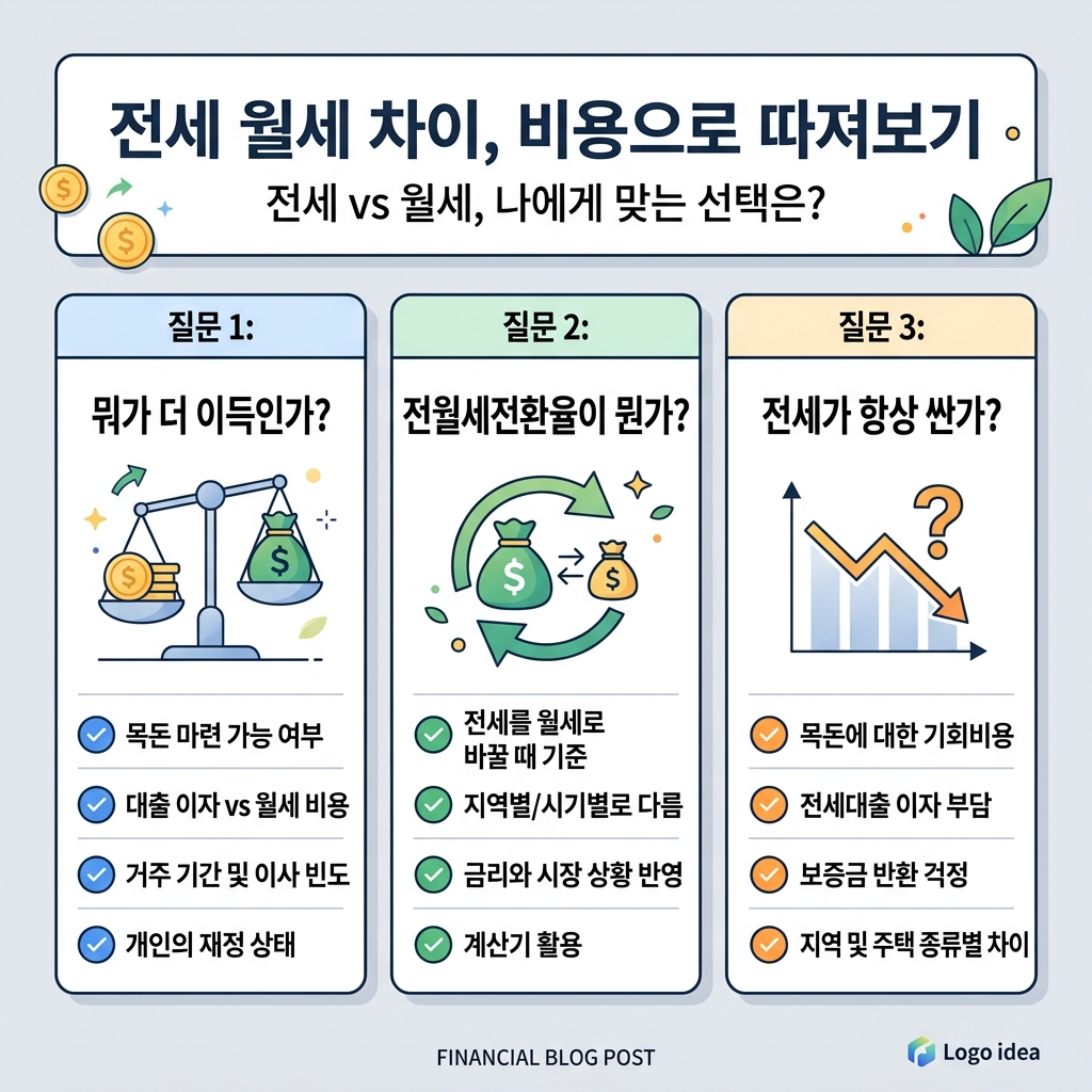 전세 월세 자주 묻는 질문을 정리한 Q&A 도식