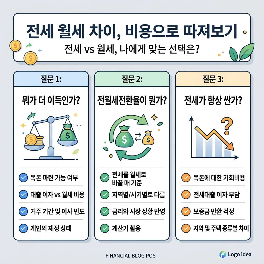 전세 월세 자주 묻는 질문을 정리한 Q&A 도식