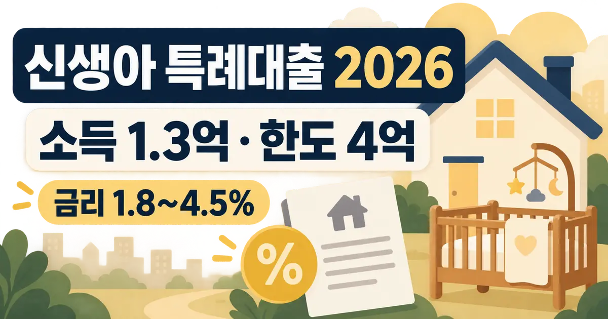 신생아 특례대출 2026, 소득요건과 금리 1.8%부터