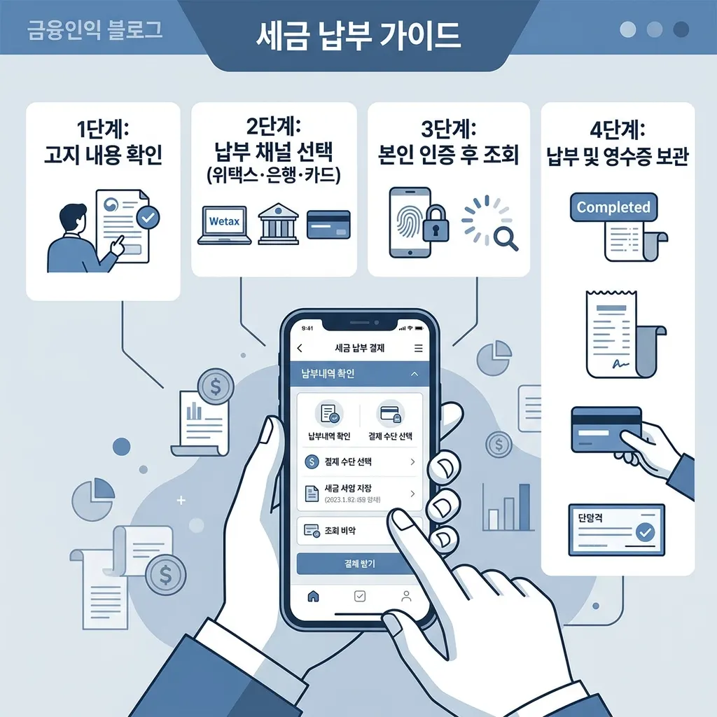 재산세 납부 절차를 단계별로 정리한 안내 도식