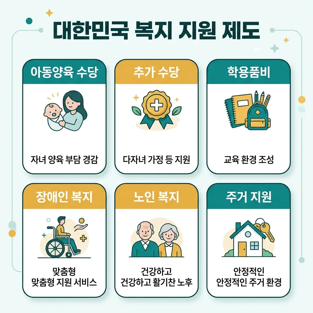 한부모가정 아동양육비·추가아동양육비·학용품비 등 지원 종류별 항목을 비교한 표 이미지