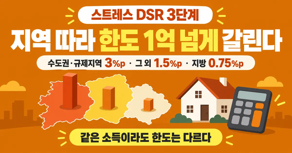 스트레스 DSR 3단계, 지역 따라 한도 1억 넘게 갈린다
