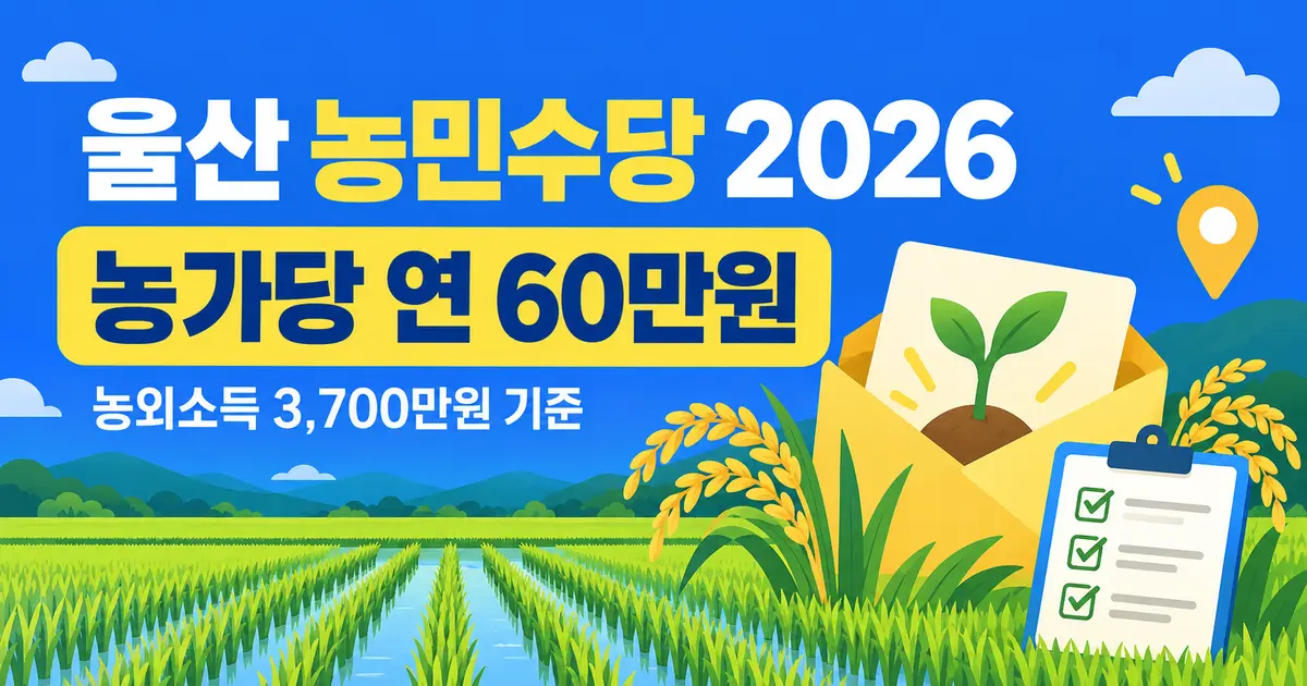 2026 울산 농민수당 60만원 신청 자격, 직불금 조건과 지급일 총정리